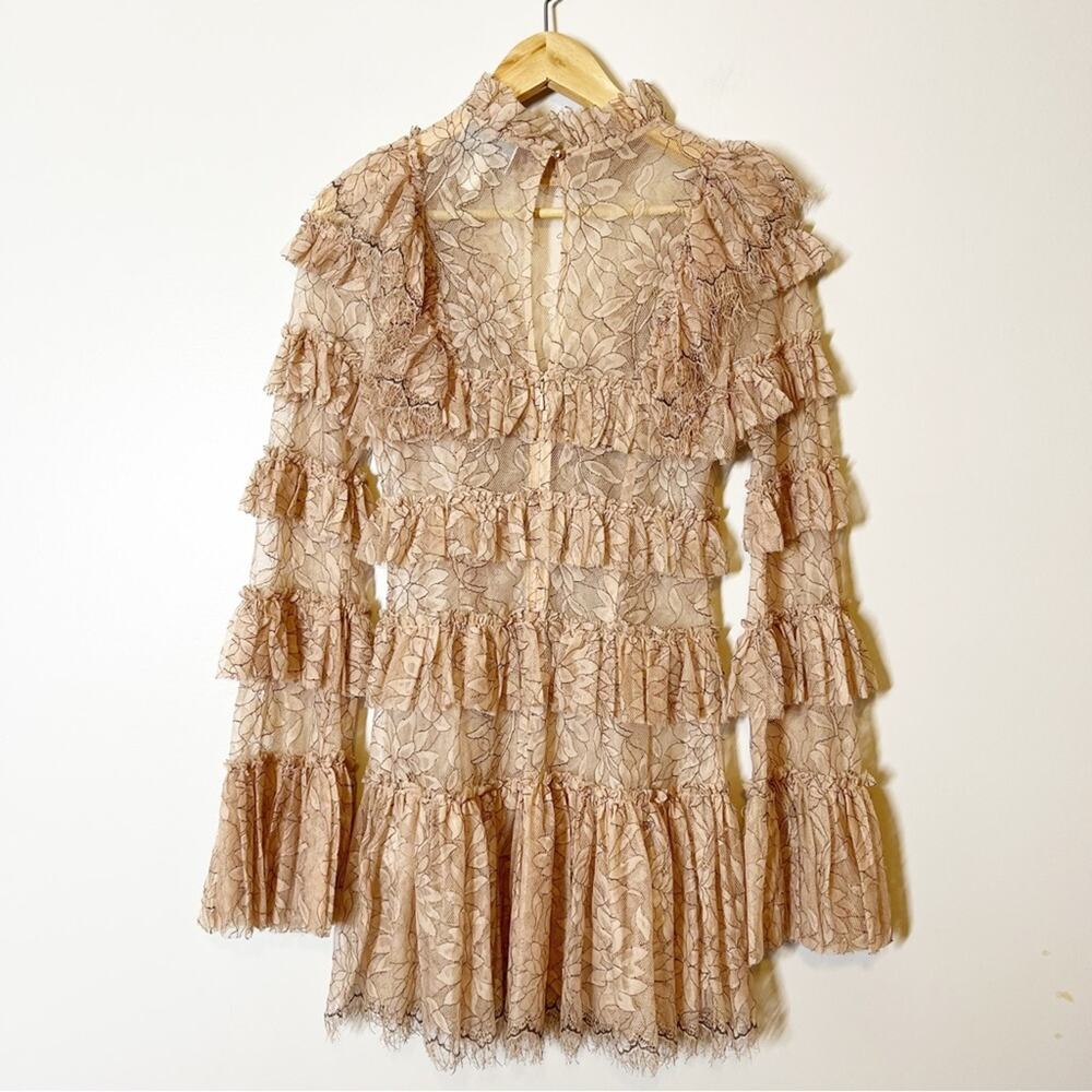 Alice McCall Calypso Mini Dress Lace Ruffle Mock Neck US 2 - Picture 11 of 14